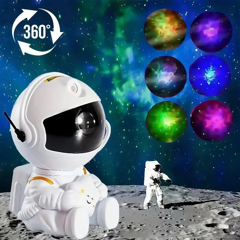 Transforma cualquier habitación en una galaxia mágica con el Astronaut Projector. Esta lámpara de proyección 360°