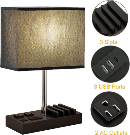 🔌 Lámpara de Mesa con 3 Puertos USB – Iluminación y carga en un solo lugar
