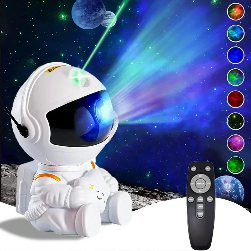 Transforma cualquier habitación en una galaxia mágica con el Astronaut Projector. Esta lámpara de proyección 360°